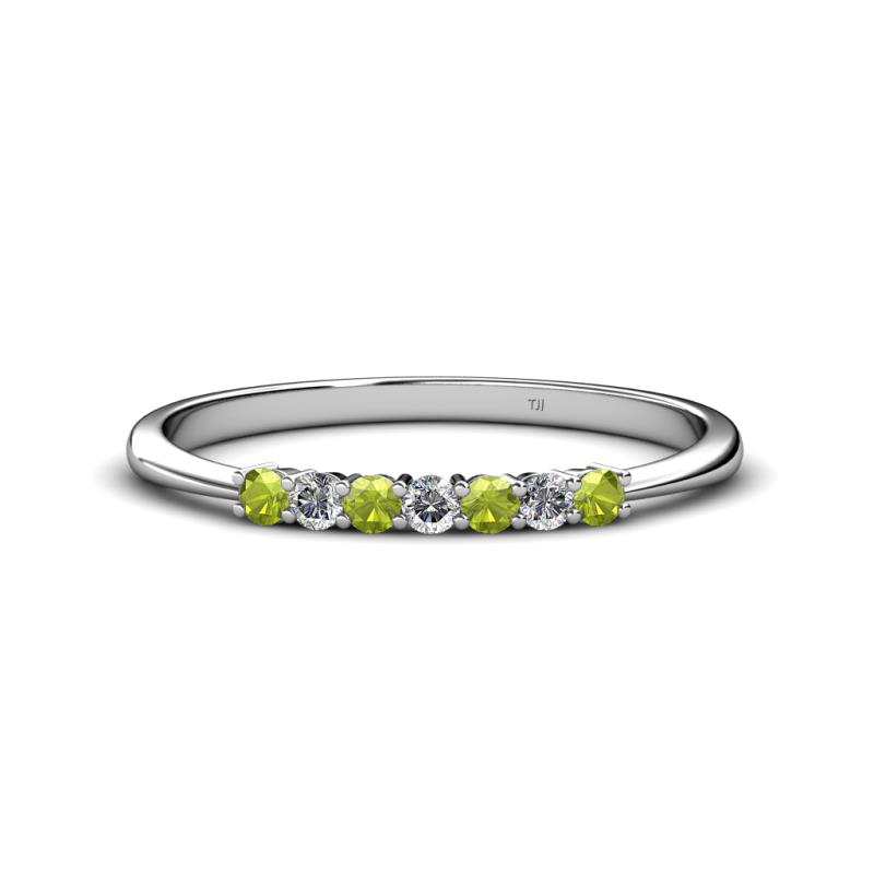 Reina 2.30 mm Peridot and Lab Grown Diamond 7 Stone Wedding Band 