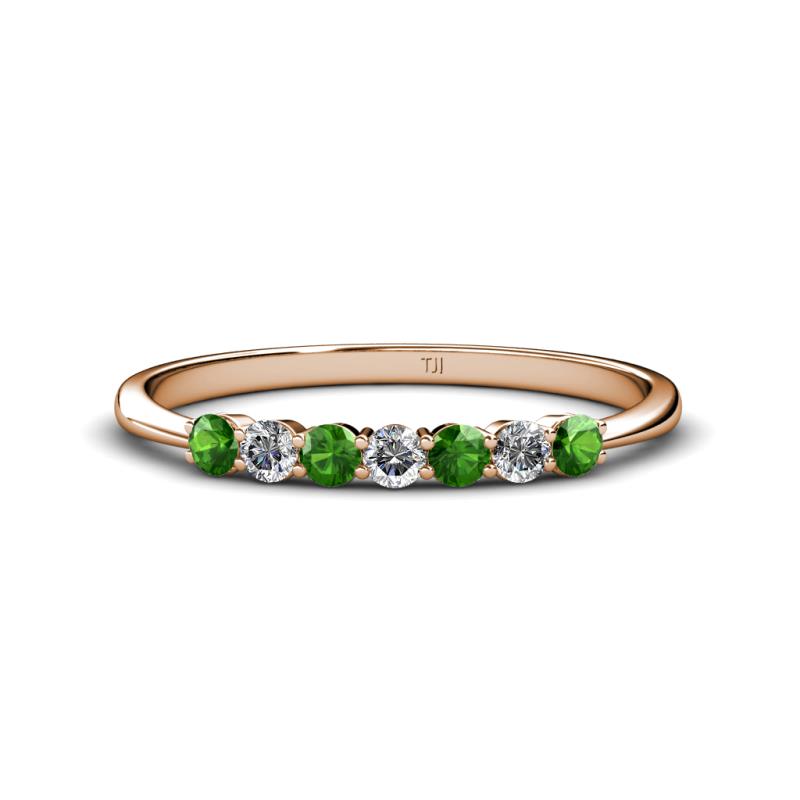 Reina 2.60 mm Green Garnet and Lab Grown Diamond 7 Stone Wedding Band 