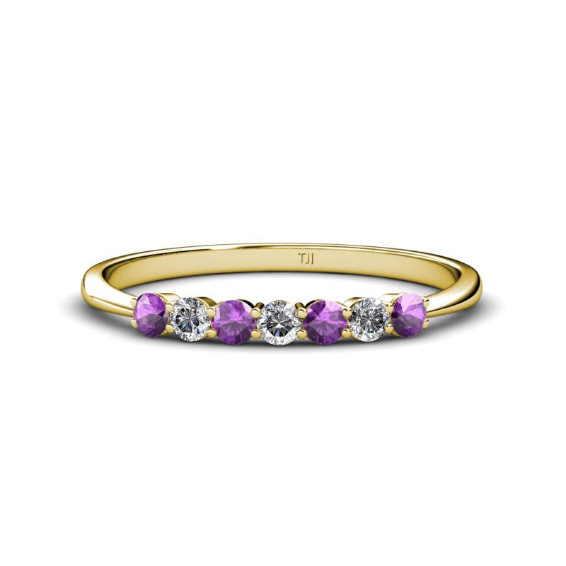 Reina 2.60 mm Amethyst and Lab Grown Diamond 7 Stone Wedding Band 