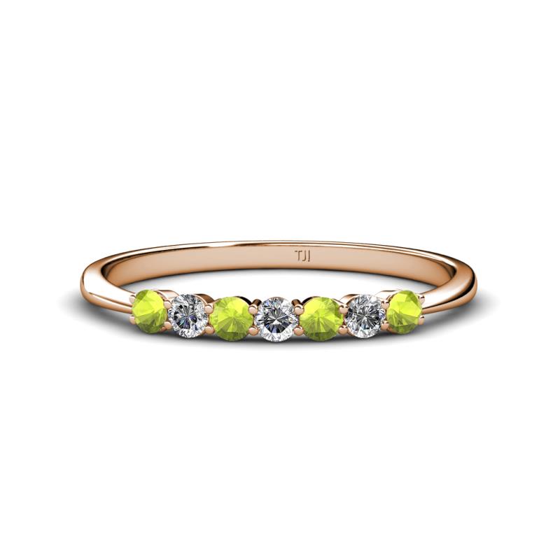 Reina 2.60 mm Peridot and Lab Grown Diamond 7 Stone Wedding Band 