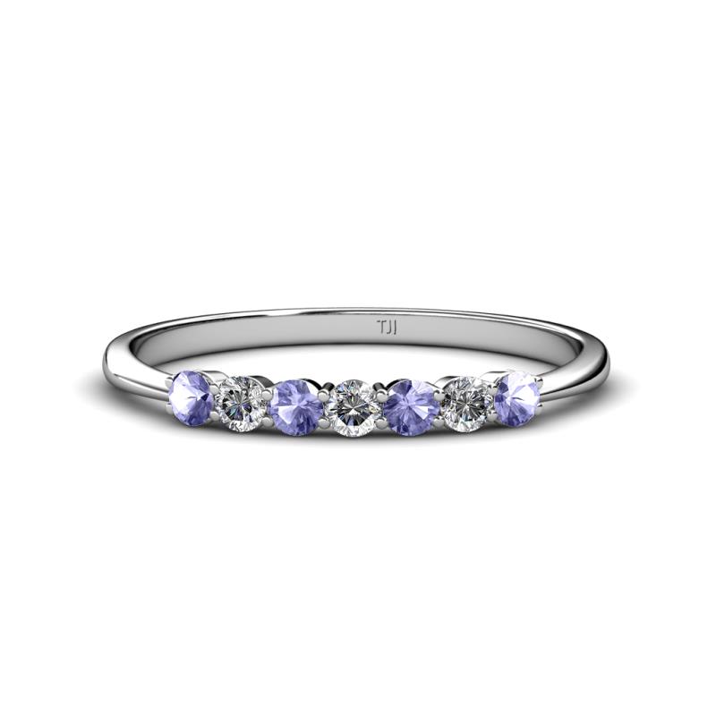 Reina 2.60 mm Tanzanite and Lab Grown Diamond 7 Stone Wedding Band 