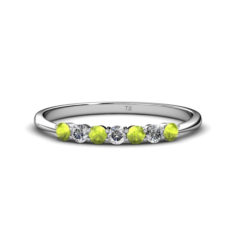 Reina 2.60 mm Peridot and Lab Grown Diamond 7 Stone Wedding Band 