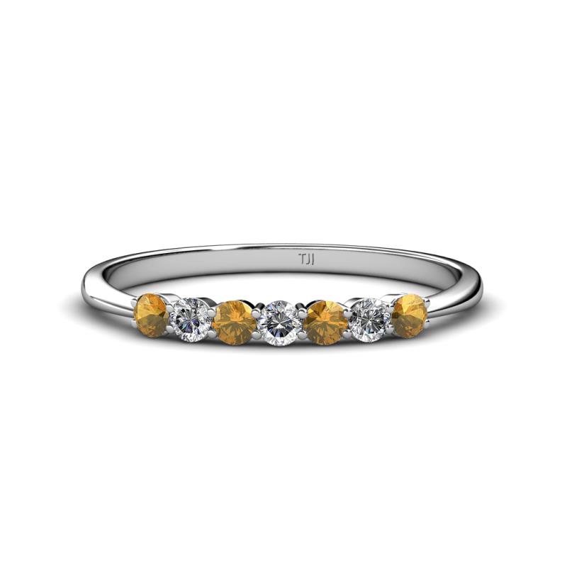 Reina 2.60 mm Citrine and Lab Grown Diamond 7 Stone Wedding Band 