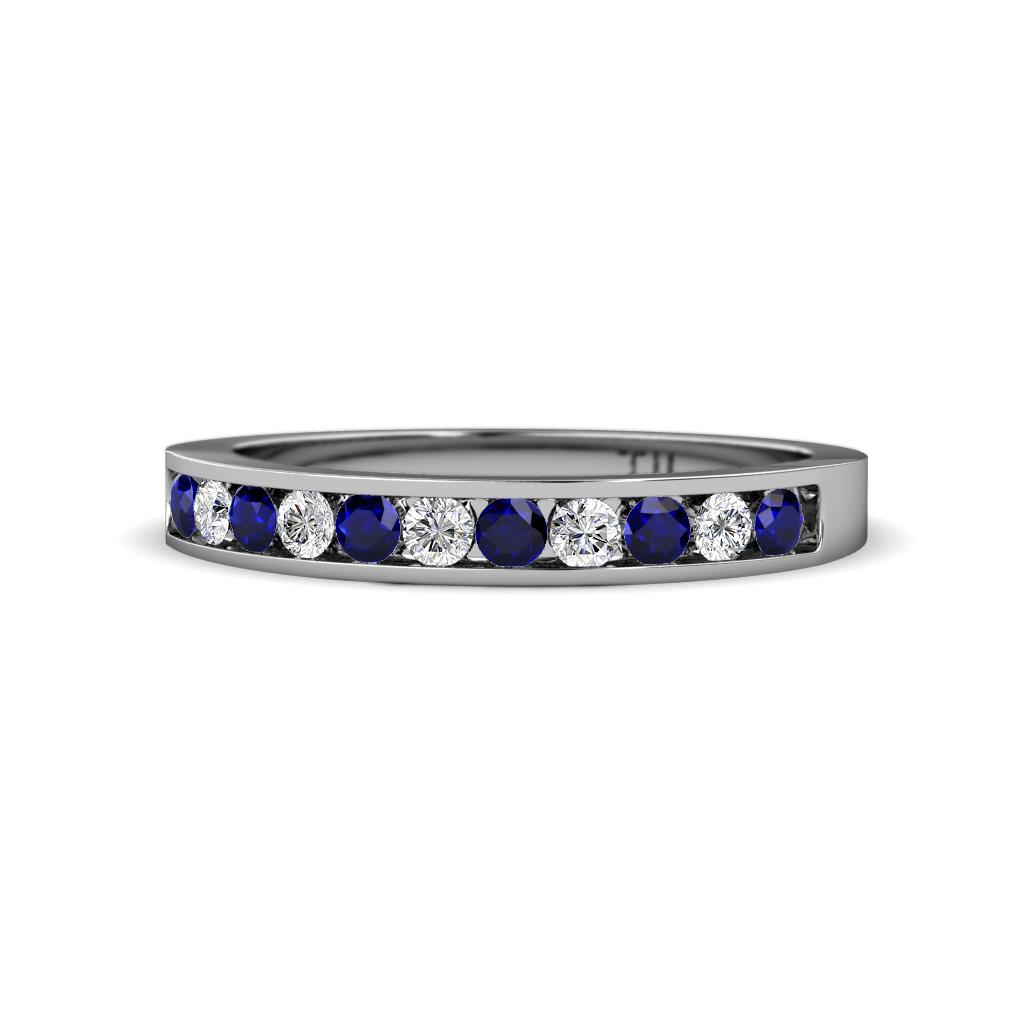 Kathiryn 2.00 mm Blue Sapphire and Lab Grown Diamond 11 Stone Wedding Band 