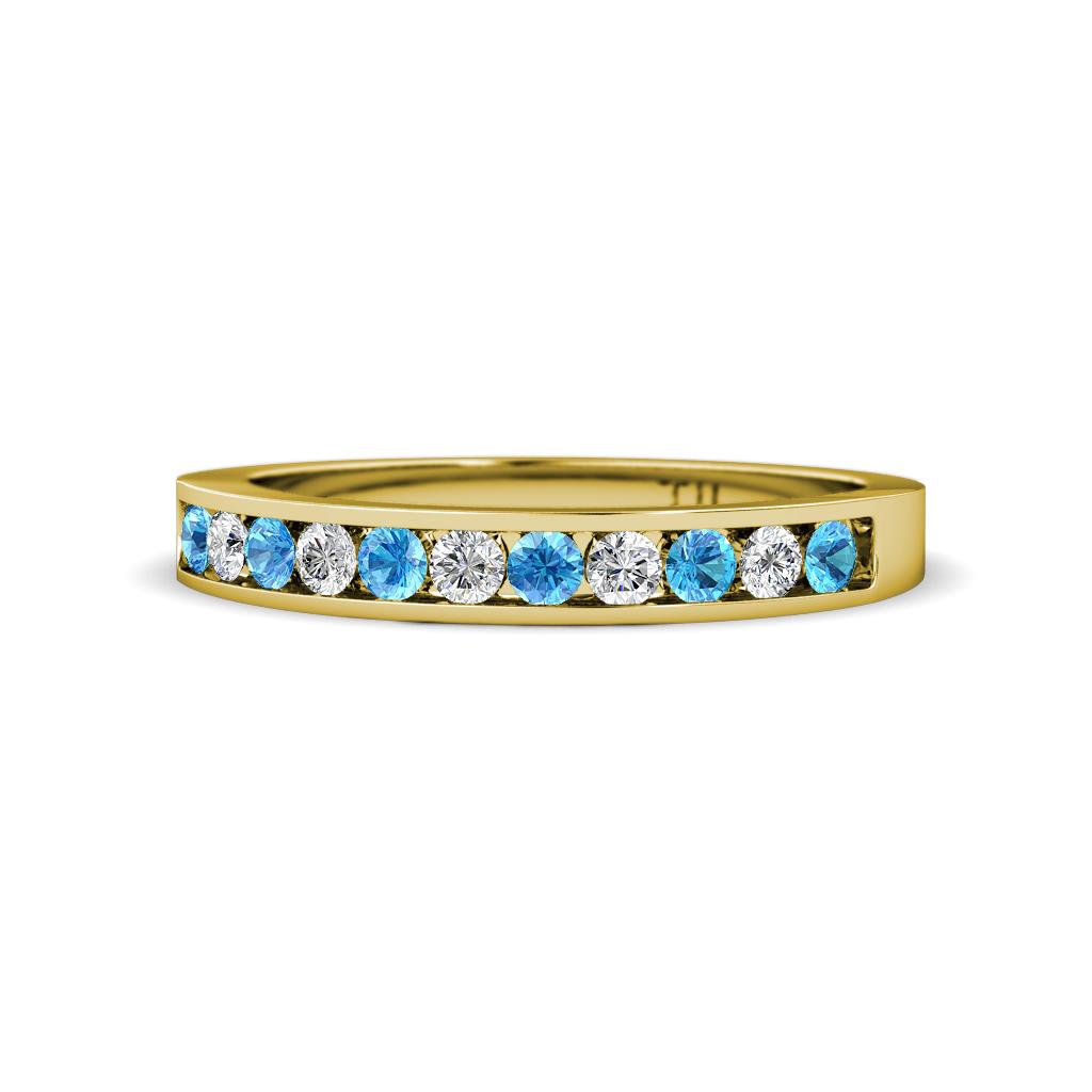 Kathiryn 2.00 mm Blue Topaz and Lab Grown Diamond 11 Stone Wedding Band 