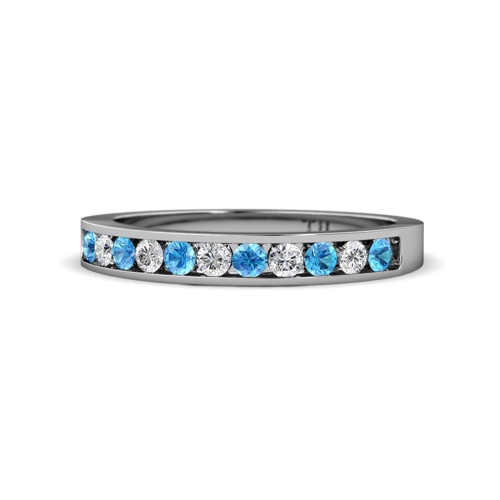 Kathiryn 2.30 mm Blue Topaz and Lab Grown Diamond 11 Stone Wedding Band 