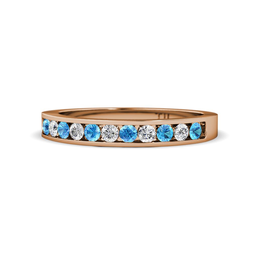 Kathiryn 2.30 mm Blue Topaz and Lab Grown Diamond 11 Stone Wedding Band 