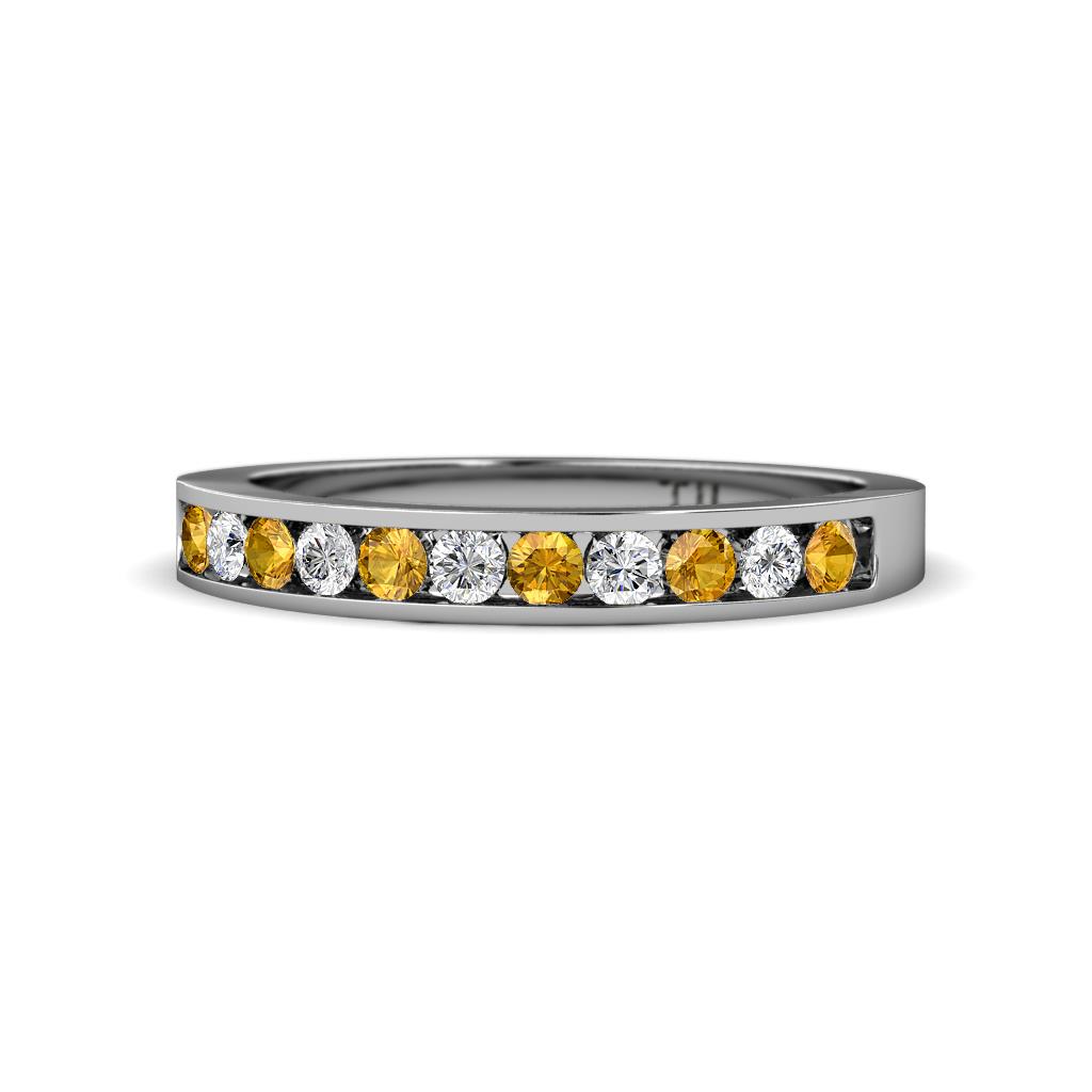 Kathiryn 2.30 mm Citrine and Lab Grown Diamond 11 Stone Wedding Band 