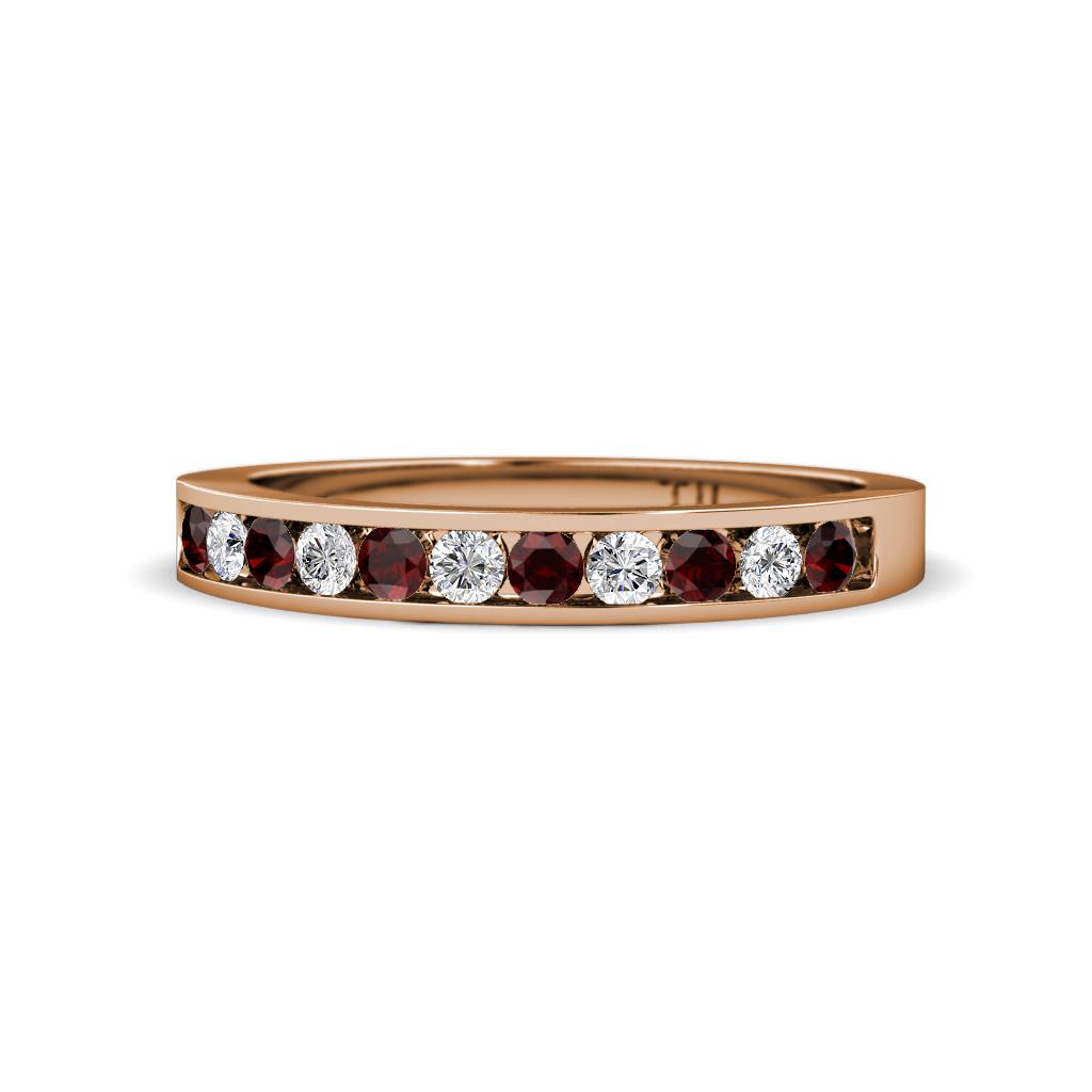 Kathiryn 2.30 mm Red Garnet and Lab Grown Diamond 11 Stone Wedding Band 