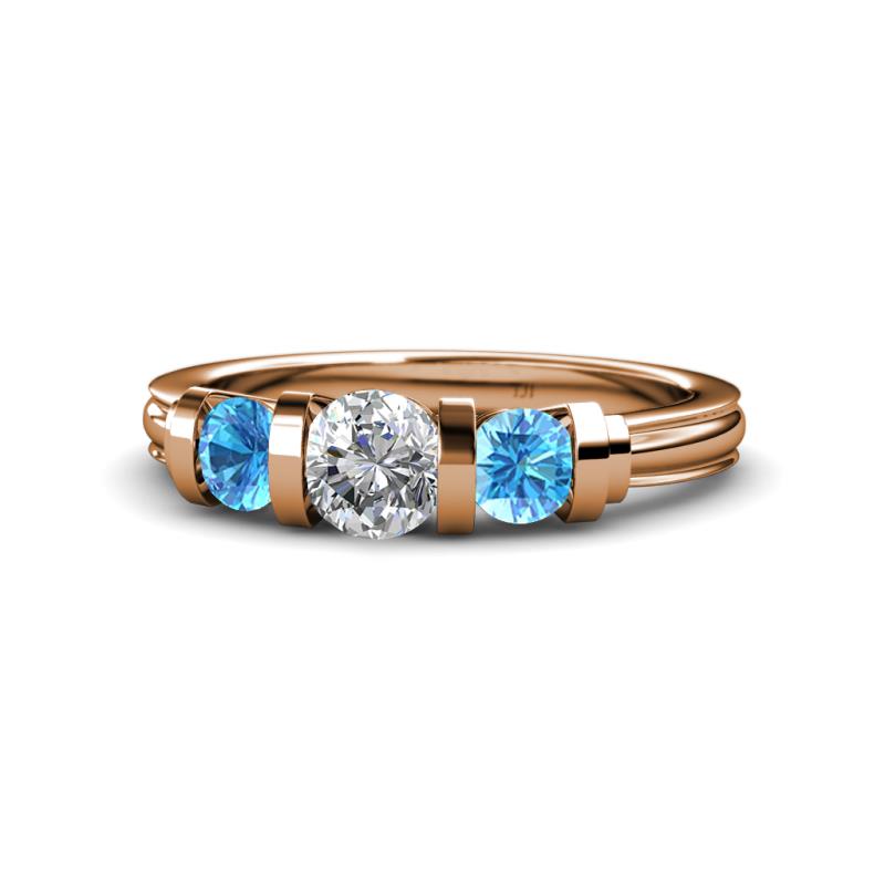 Raea 1.04 ctw Lab Grown Diamond and Blue Topaz Three Stone Engagement Ring 
