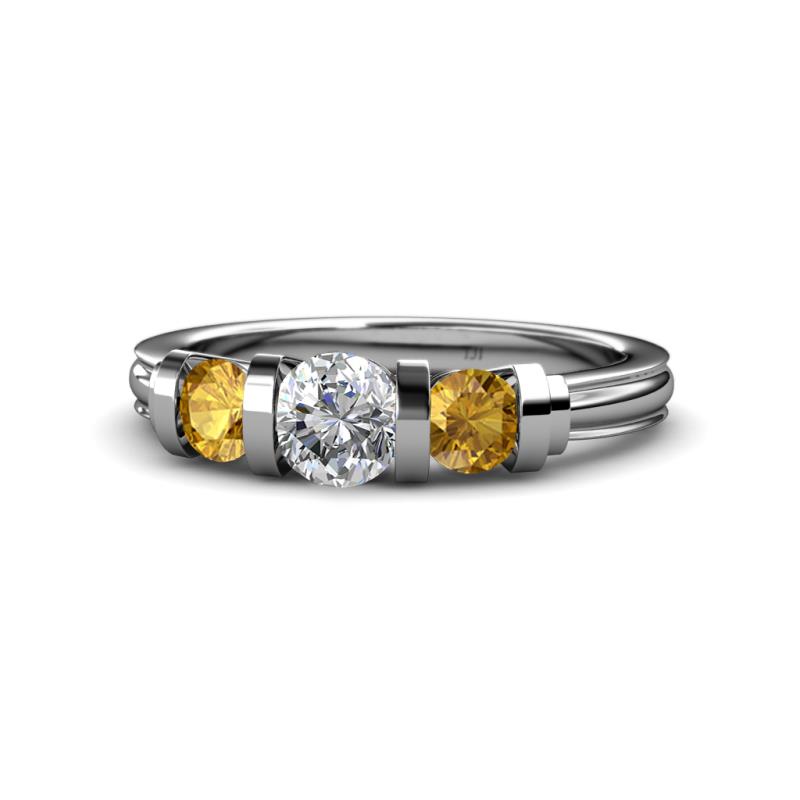 Raea 1.13 ctw Lab Grown Diamond and Citrine Three Stone Engagement Ring 