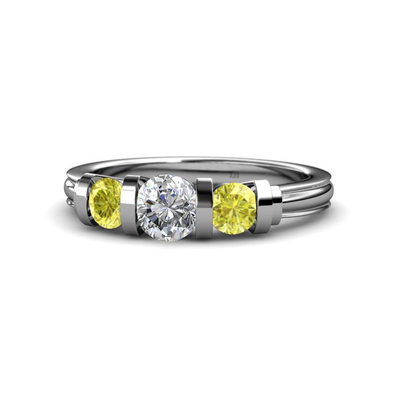 Raea 1.10 ctw Lab Grown Diamond and Yellow Diamond Three Stone Engagement Ring 