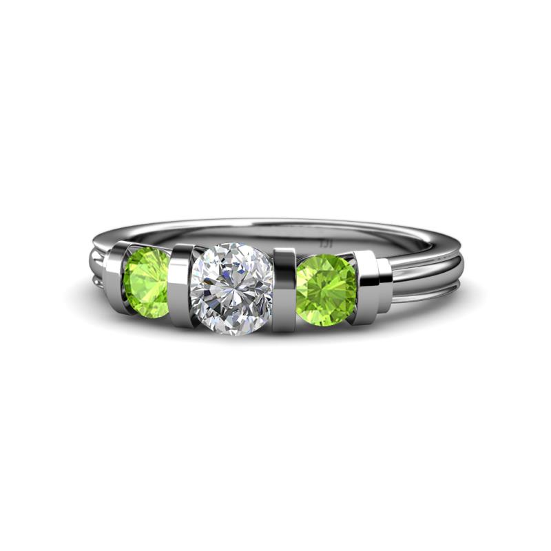 Raea 1.19 ctw Lab Grown Diamond and Peridot Three Stone Engagement Ring 