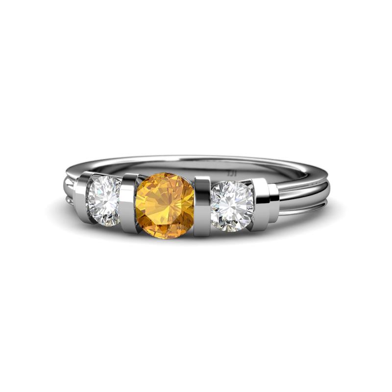 Raea Citrine and Lab Grown Diamond Three Stone Engagement Ring 
