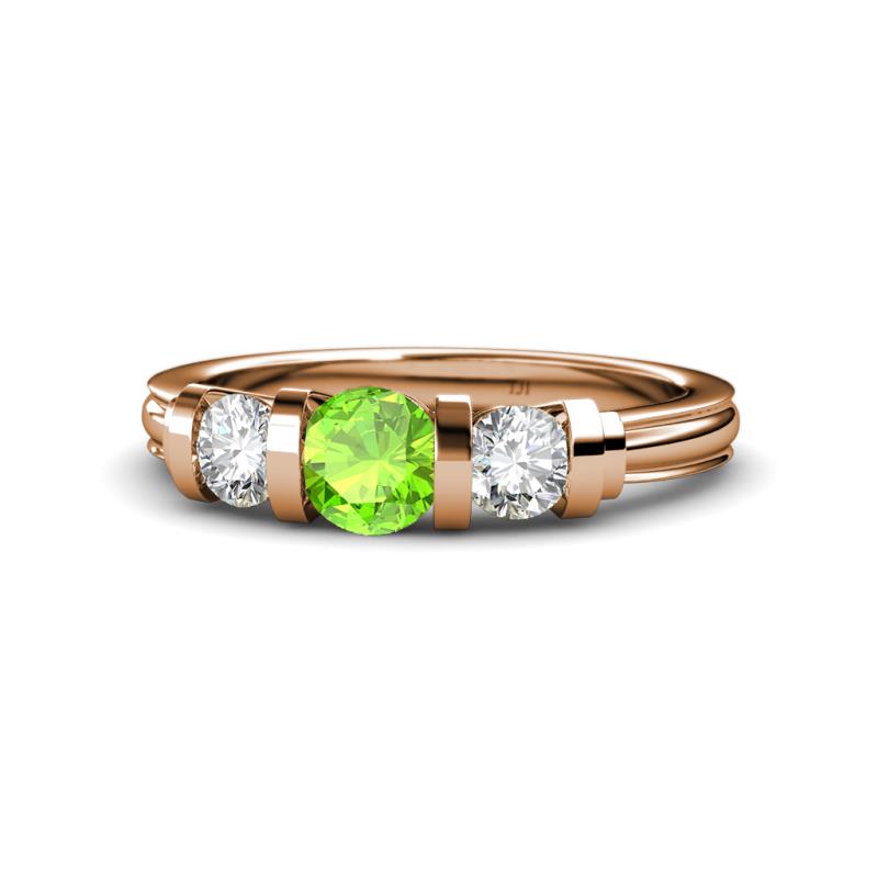 Raea Peridot and Lab Grown Diamond Three Stone Engagement Ring 