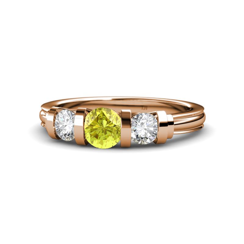 Raea Yellow Diamond and White Lab Grown Diamond Three Stone Engagement Ring 