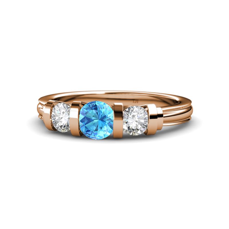 Raea Blue Topaz and Lab Grown Diamond Three Stone Engagement Ring 
