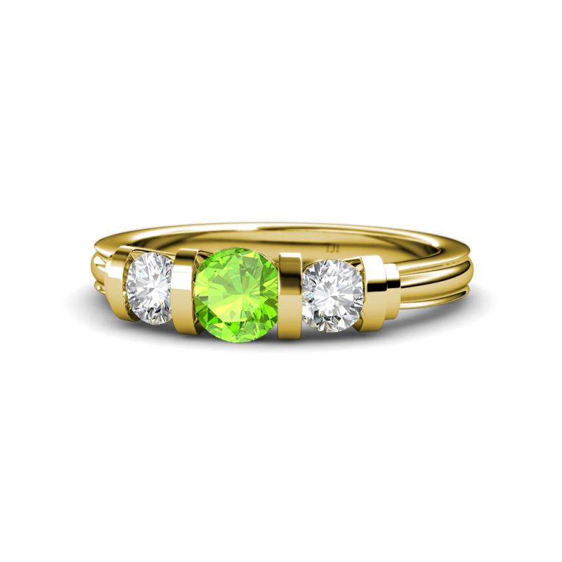 Raea Peridot and Lab Grown Diamond Three Stone Engagement Ring 