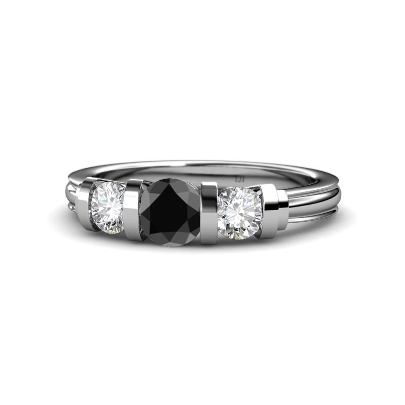 Raea Black Diamond and White Lab Grown Diamond Three Stone Engagement Ring 