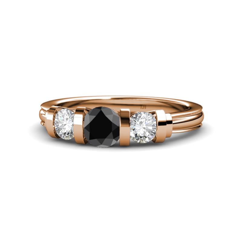 Raea Black Diamond and White Lab Grown Diamond Three Stone Engagement Ring 