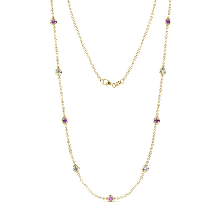 Adia (9 Stn/4mm) Amethyst and Lab Grown Diamond on Cable Necklace 