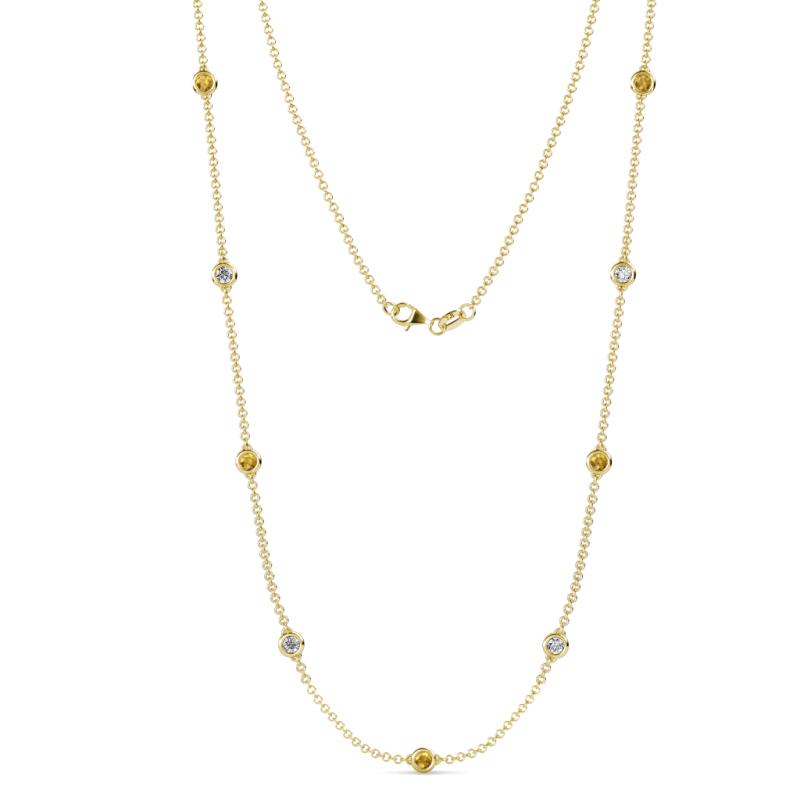 Adia (9 Stn/4mm) Citrine and Lab Grown Diamond on Cable Necklace 