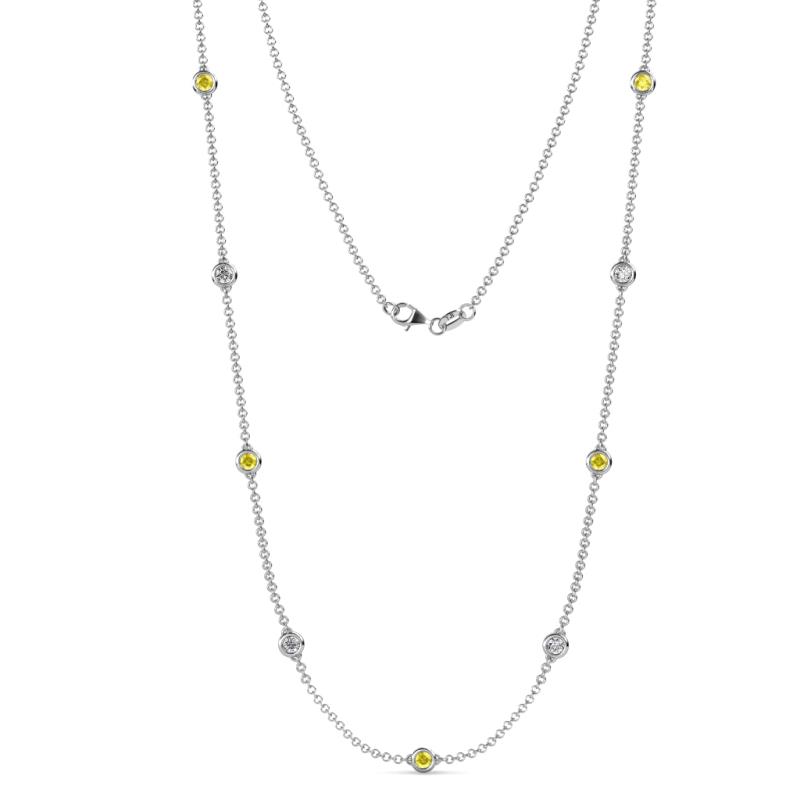 Adia (9 Stn/4mm) Yellow Sapphire and Lab Grown Diamond on Cable Necklace 