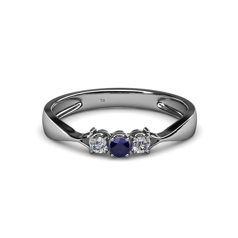 Rylai Blue Sapphire and Lab Grown Diamond Three Stone Engagement Ring 
