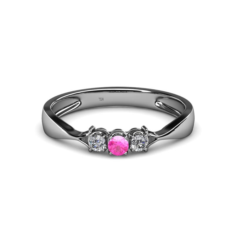 Rylai Pink Sapphire and Lab Grown Diamond Three Stone Engagement Ring 