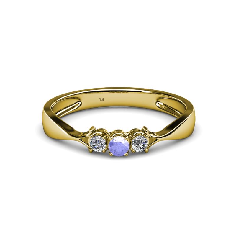 Rylai Tanzanite and Lab Grown Diamond Three Stone Engagement Ring 