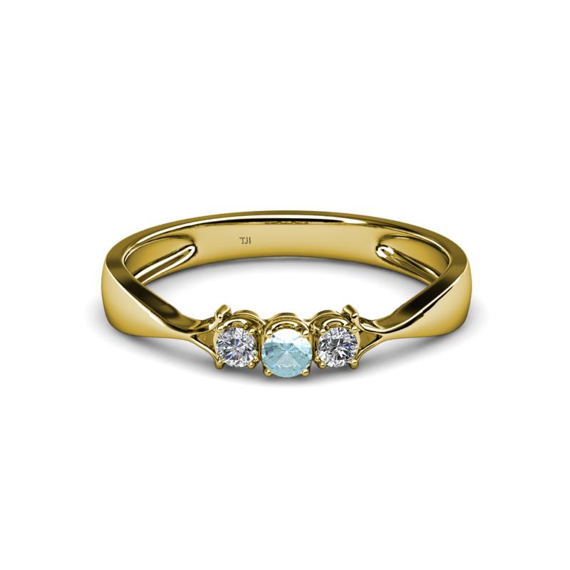 Rylai Aquamarine and Lab Grown Diamond Three Stone Engagement Ring 