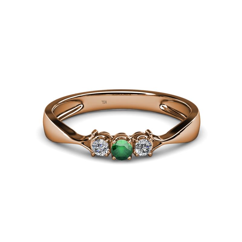 Rylai Emerald and Lab Grown Diamond Three Stone Engagement Ring 