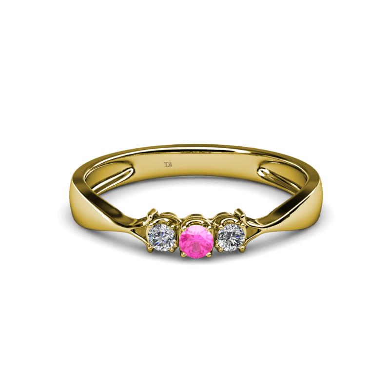 Rylai Pink Sapphire and Lab Grown Diamond Three Stone Engagement Ring 