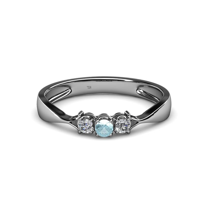 Rylai Aquamarine and Lab Grown Diamond Three Stone Engagement Ring 
