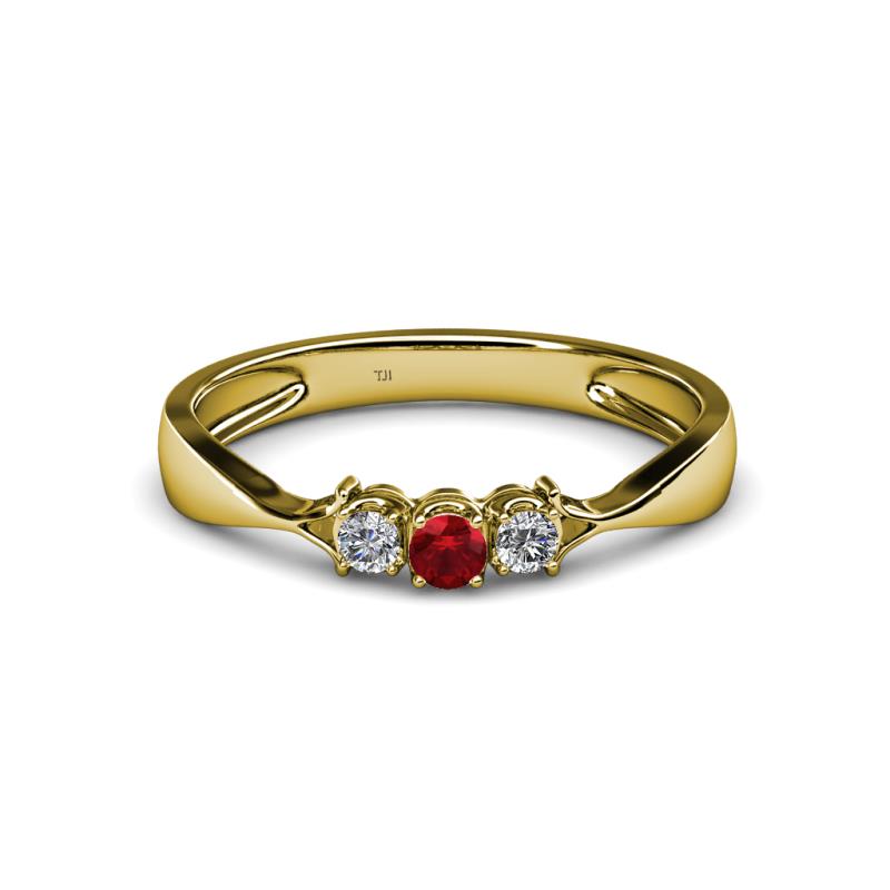 Rylai Ruby and Lab Grown Diamond Three Stone Engagement Ring 