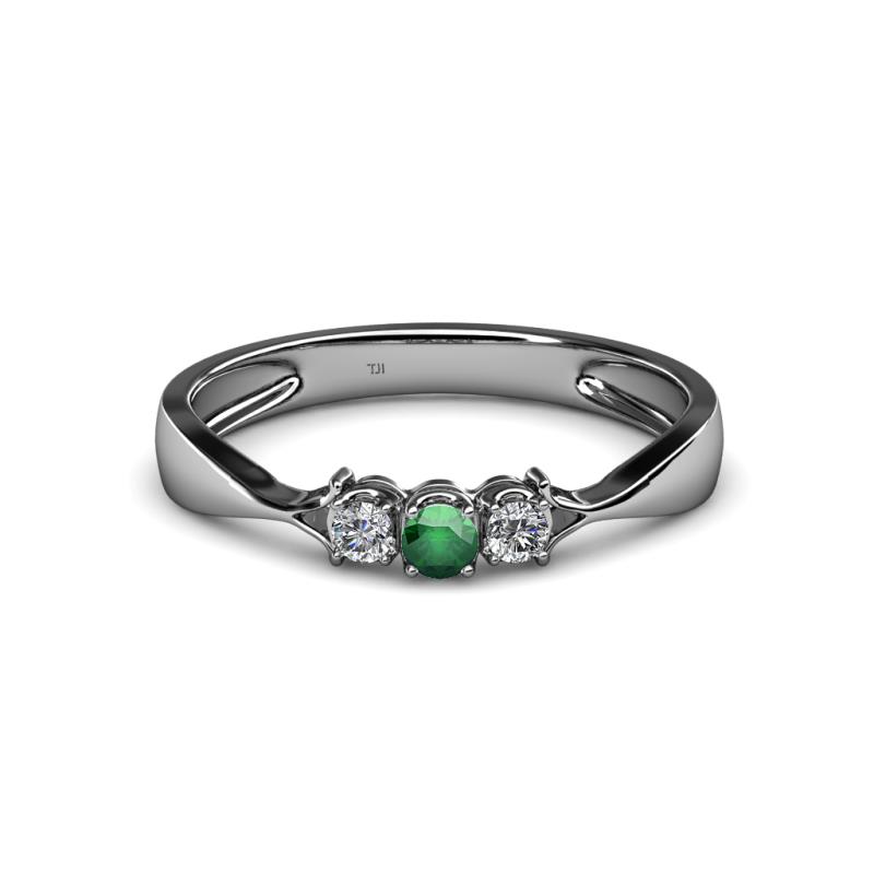 Rylai Emerald and Lab Grown Diamond Three Stone Engagement Ring 