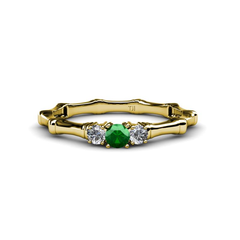 Twyla Lab Grown Diamond and Emerald Three Stone Ring 