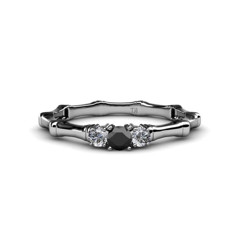 Twyla Black and White Lab Grown Diamond Three Stone Ring 
