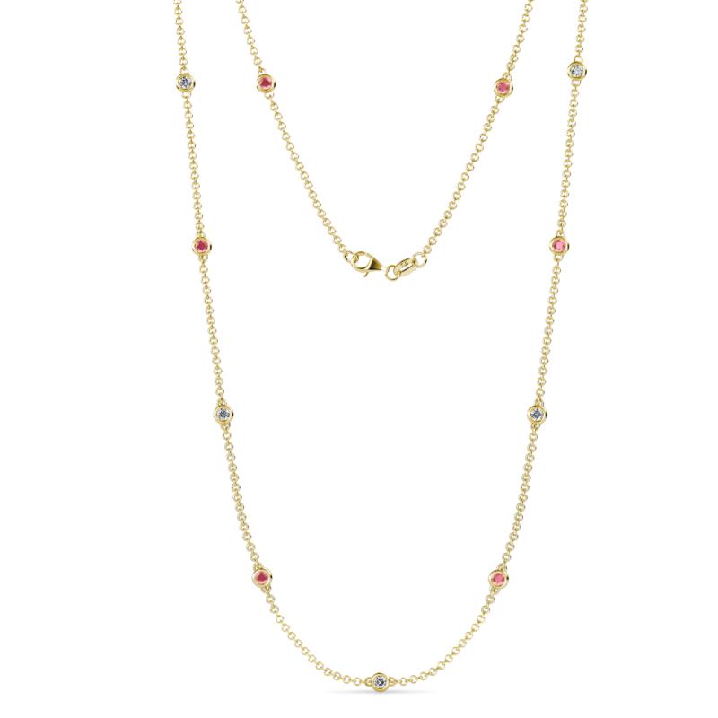 Asta (11 Stn/2.7mm) Pink Tourmaline and Lab Grown Diamond on Cable Necklace 