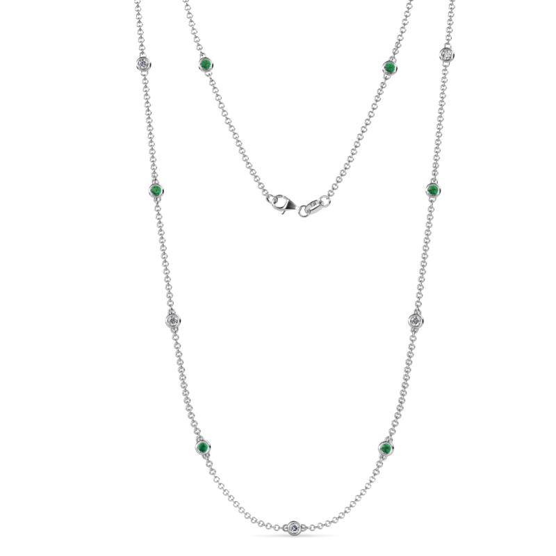 Asta (11 Stn/2.7mm) Emerald and Lab Grown Diamond on Cable Necklace 