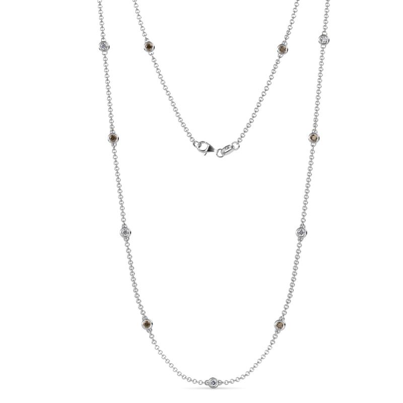 Asta (11 Stn/2.7mm) Smoky Quartz and Lab Grown Diamond on Cable Necklace 