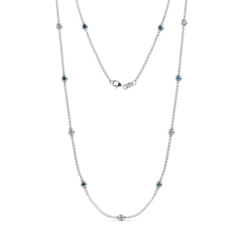 Asta (11 Stn/2.7mm) London Blue Topaz and Lab Grown Diamond on Cable Necklace 
