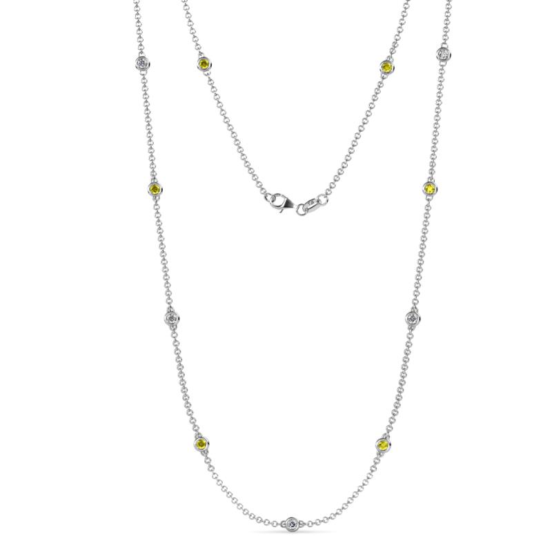 Asta (11 Stn/2.7mm) Yellow Diamond and White Lab Grown Diamond on Cable Necklace 