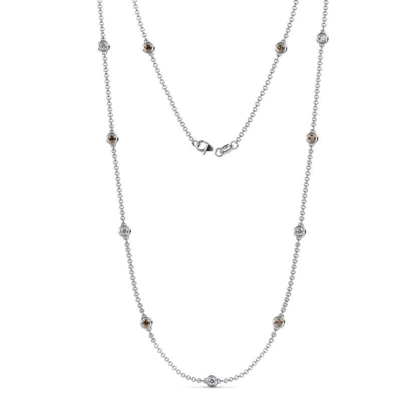 Asta (11 Stn/3.4mm) Smoky Quartz and Lab Grown Diamond on Cable Necklace 
