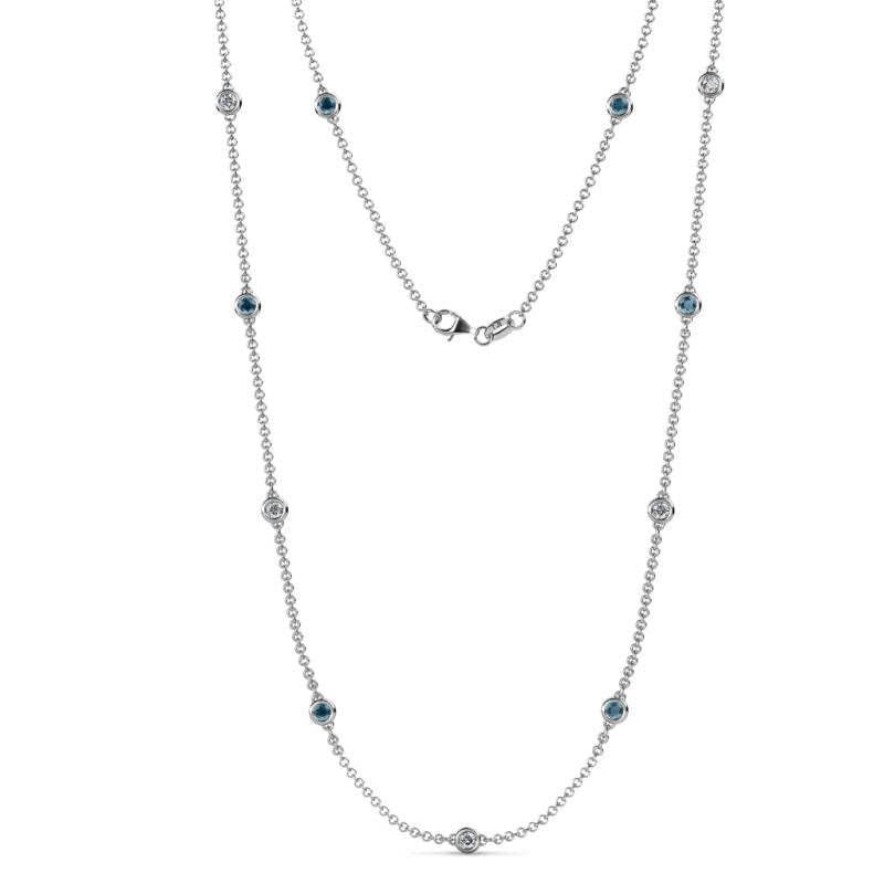 Asta (11 Stn/3.4mm) London Blue Topaz and Lab Grown Diamond on Cable Necklace 