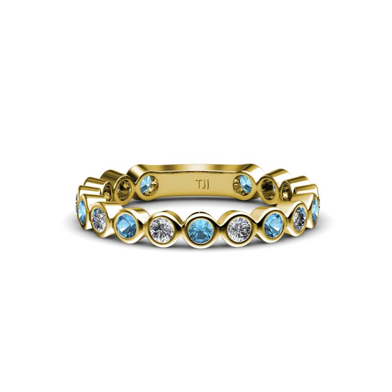 Ashlyn 2.30 mm Blue Topaz and Lab Grown Diamond 3/4 Eternity Band 