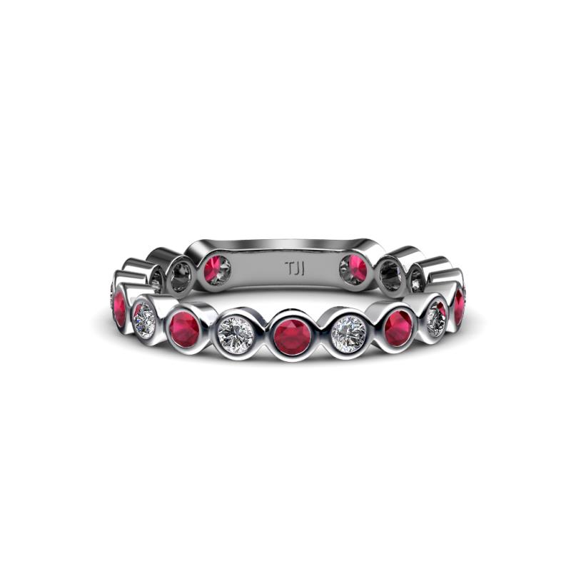 Ashlyn 2.30 mm Ruby and Lab Grown Diamond 3/4 Eternity Band 