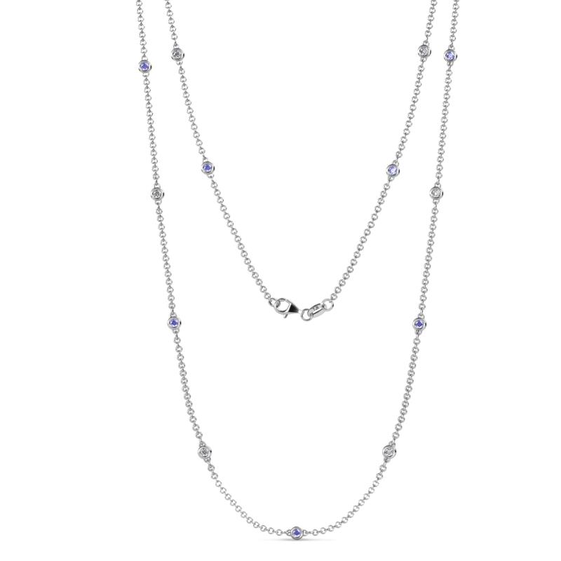 Lien (13 Stn/2.3mm) Tanzanite and Lab Grown Diamond on Cable Necklace 