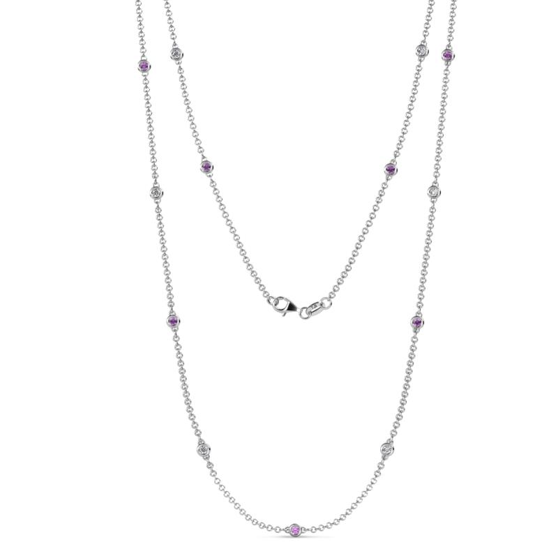 Lien (13 Stn/2.3mm) Amethyst and Lab Grown Diamond on Cable Necklace 