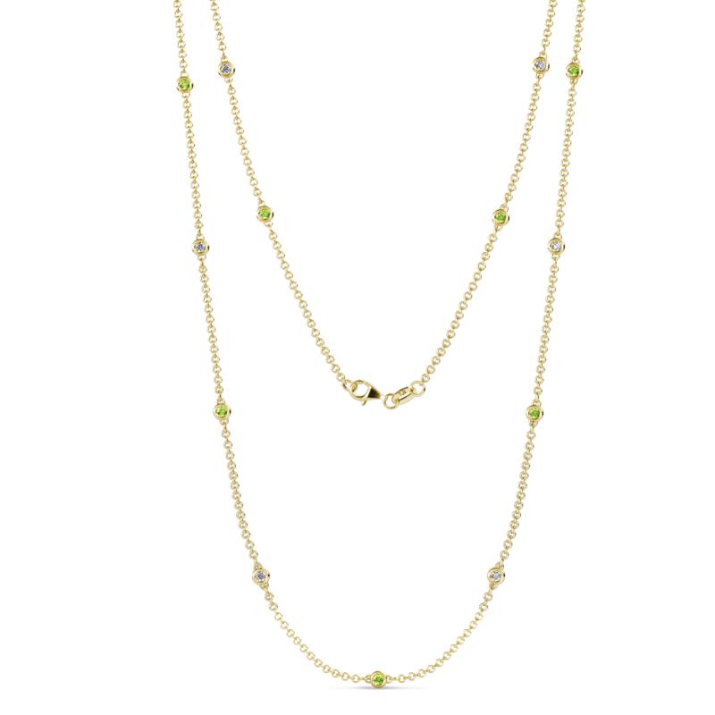 Lien (13 Stn/2.3mm) Peridot and Lab Grown Diamond on Cable Necklace 